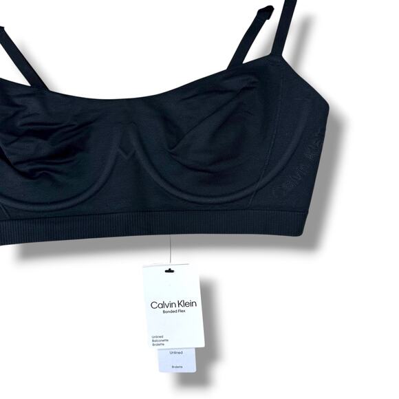 Calvin Klein NWT Black Fusion Bonded Flex Unlined Balconette Bralette Bra Small - Picture 6 of 11